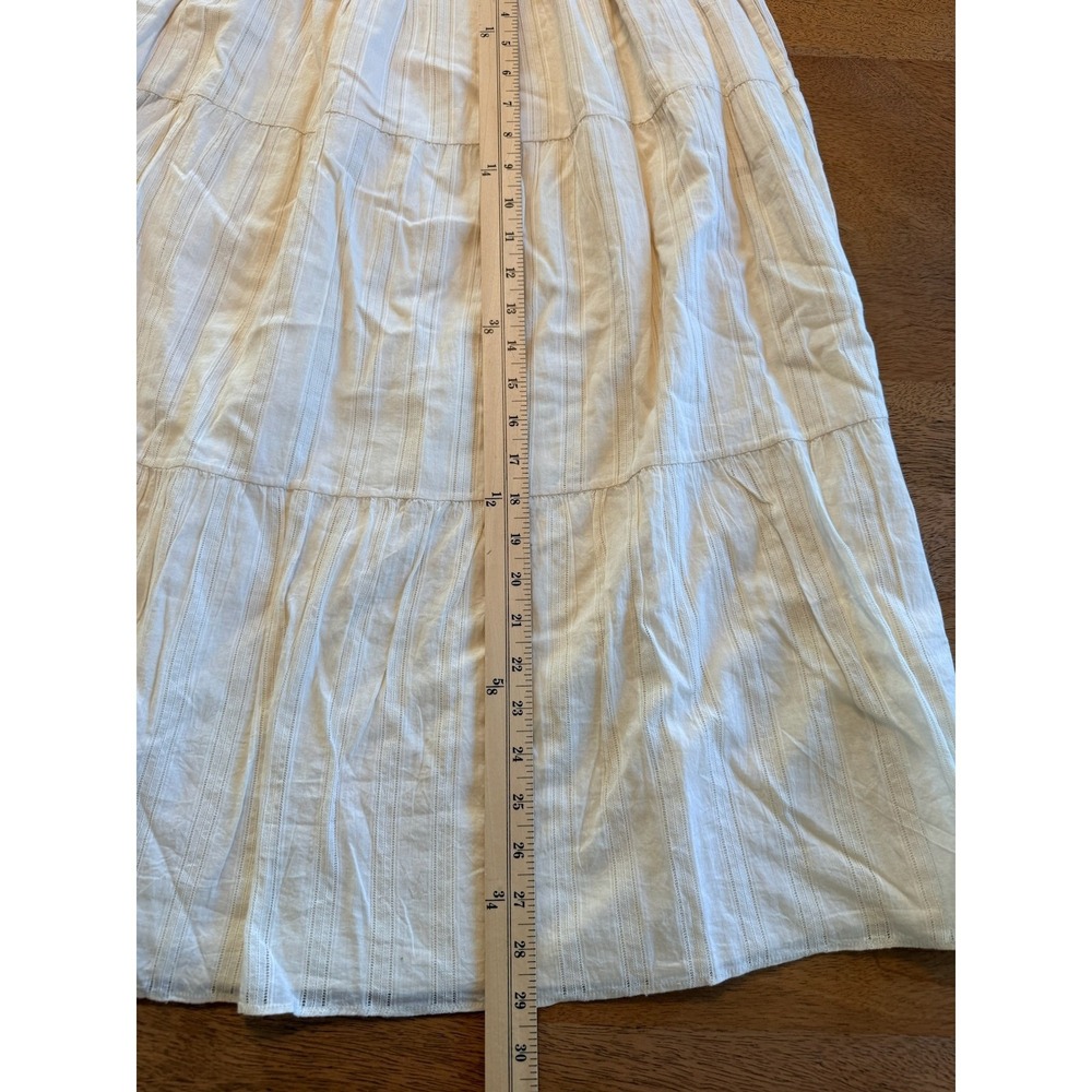 Joie Ivory Cotton Lace Trim Ruffle Midi Dress Elastic Waist Pockets Womens XL - Picture 9 of 10